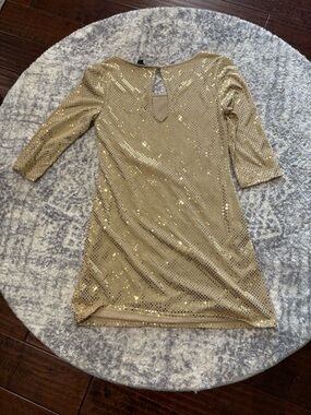XOXO Gold Sequin Shift Dress